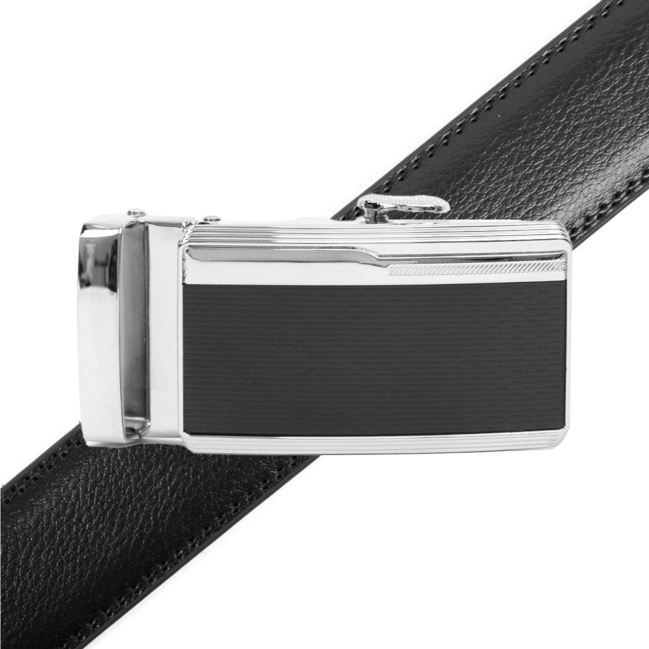 Men's Genuine Leather Sliding Buckle Ratchet Belt MGLBB42 - Bundle Bus