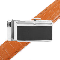 Men's Genuine Leather Sliding Buckle Ratchet Belt MGLBB42 - Bundle Bus