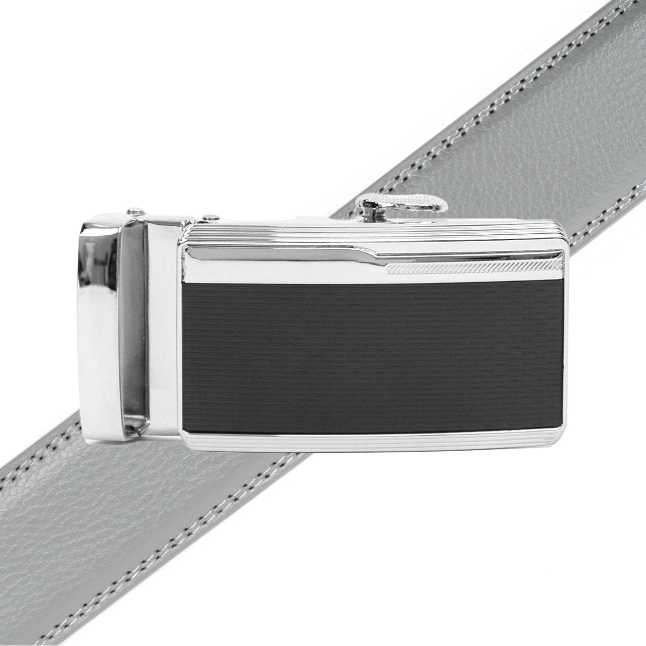 Men's Genuine Leather Sliding Buckle Ratchet Belt MGLBB42 - Bundle Bus