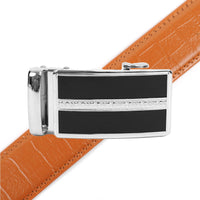 Men's Genuine Leather Sliding Buckle Ratchet Belt MGLBB43 - Bundle Bus