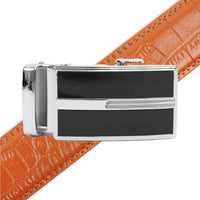 Men's Genuine Leather Sliding Buckle Ratchet Belt MGLBB44 - Bundle Bus