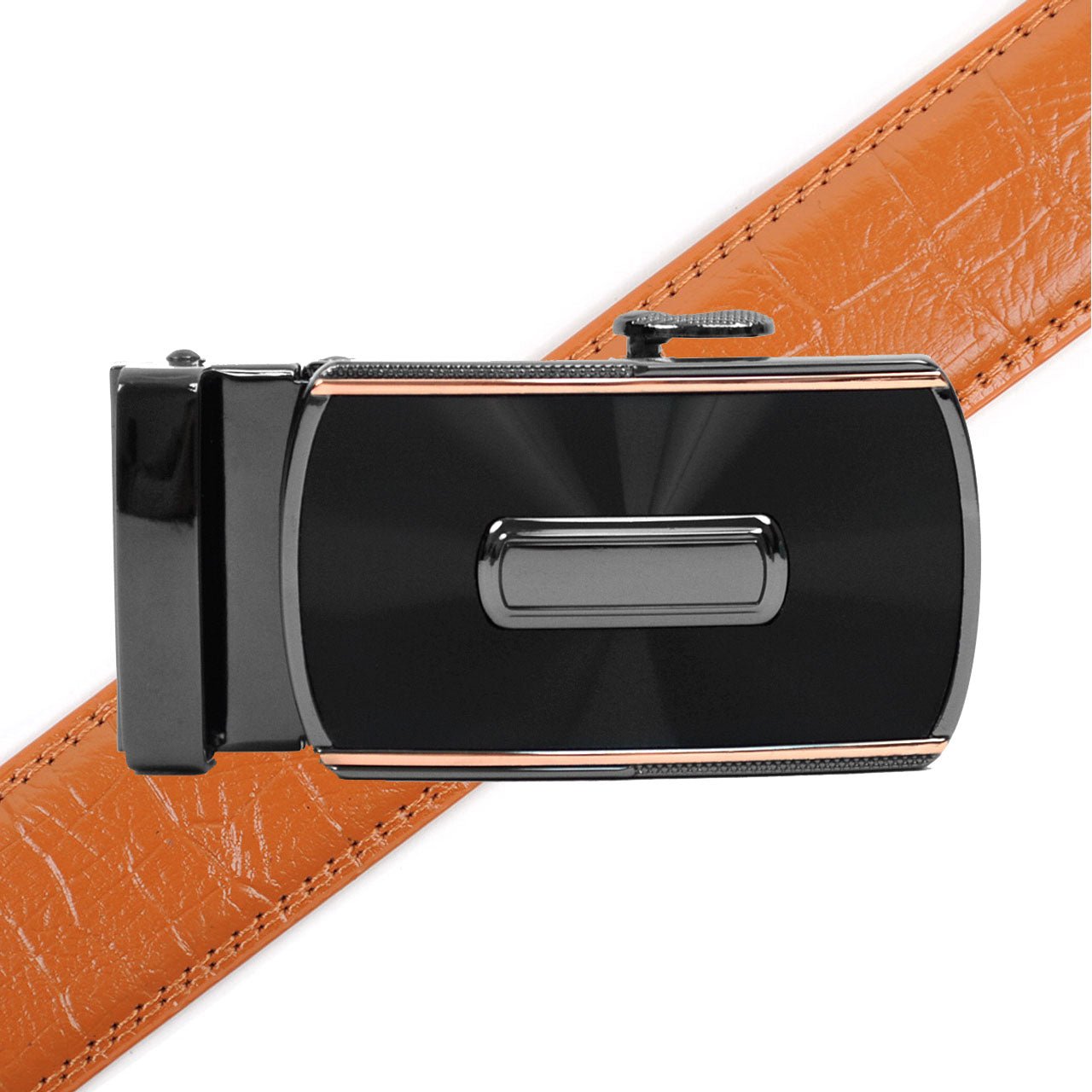 Men's Genuine Leather Sliding Buckle Ratchet Belt MGLBB46 - Bundle Bus