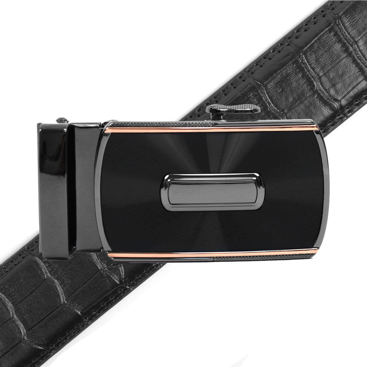 Men's Genuine Leather Sliding Buckle Ratchet Belt MGLBB46 - Bundle Bus