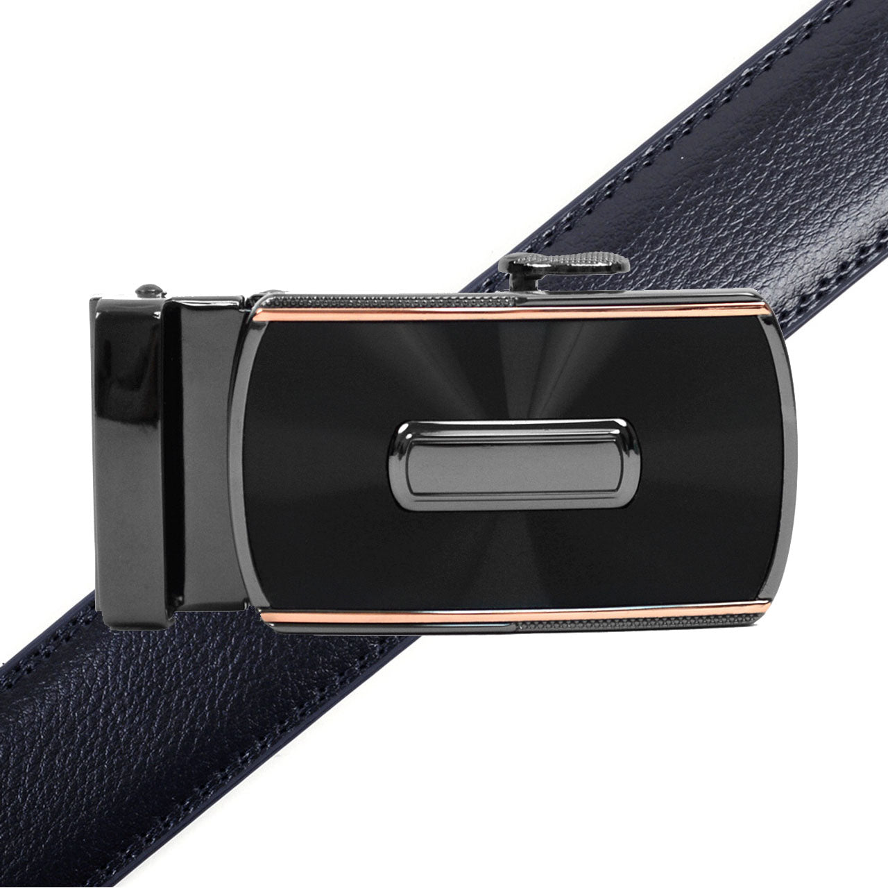 Men's Genuine Leather Sliding Buckle Ratchet Belt MGLBB46 - Bundle Bus