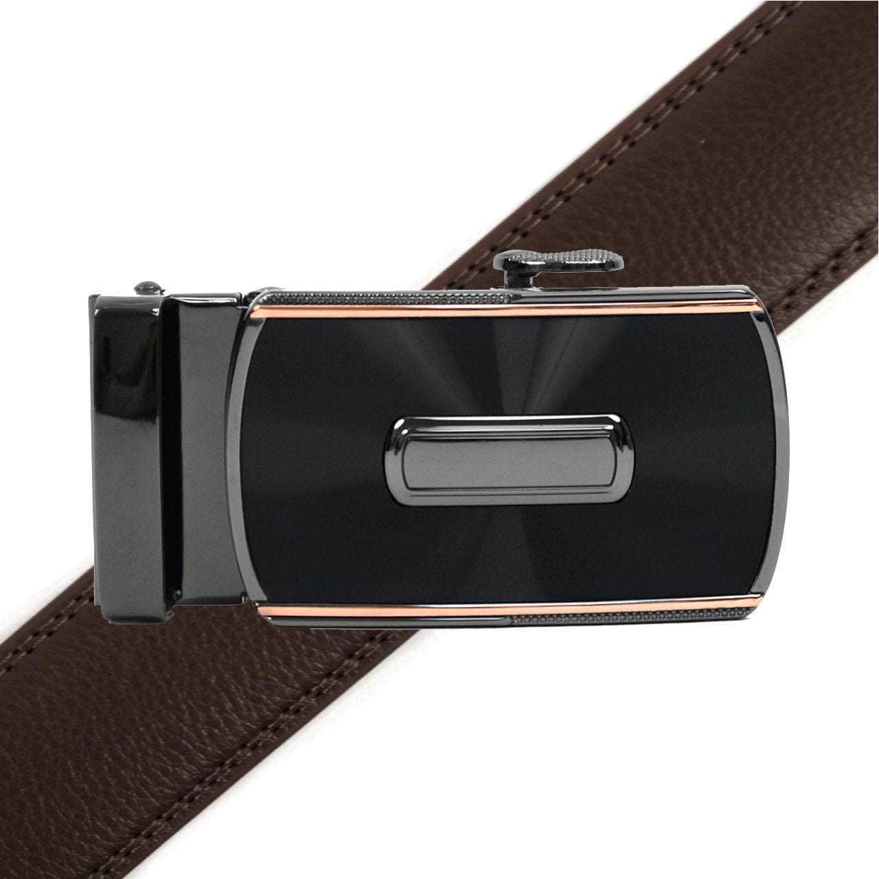 Men's Genuine Leather Sliding Buckle Ratchet Belt MGLBB46 - Bundle Bus