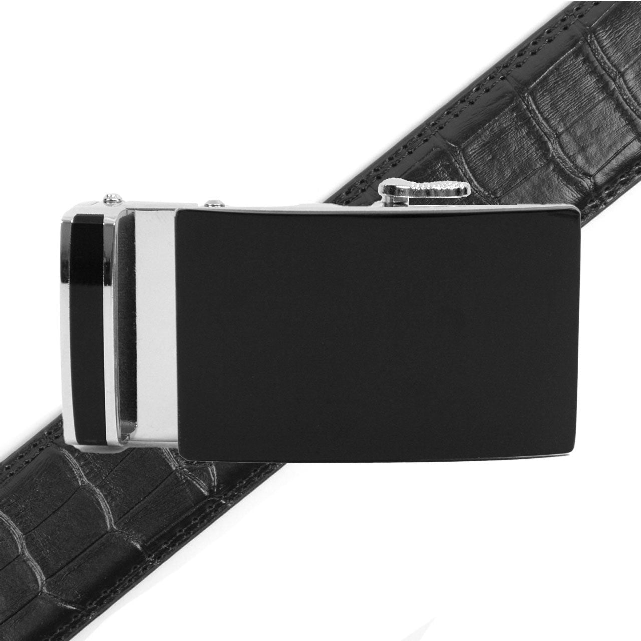 Men's Genuine Leather Sliding Buckle Ratchet Belt MGLBB47 - Bundle Bus