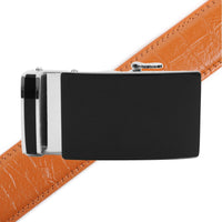 Men's Genuine Leather Sliding Buckle Ratchet Belt MGLBB47 - Bundle Bus