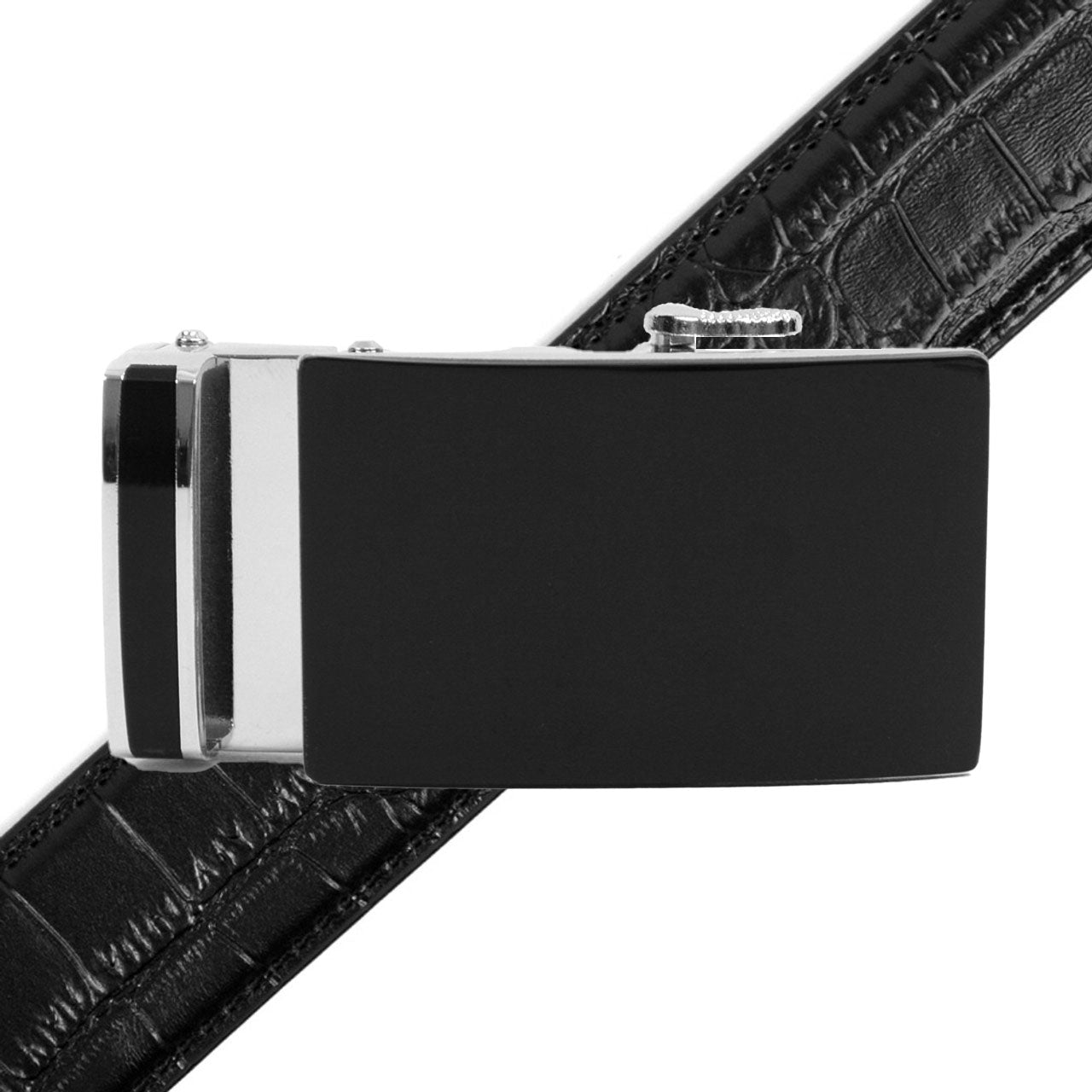 Men's Genuine Leather Sliding Buckle Ratchet Belt MGLBB47 - Bundle Bus