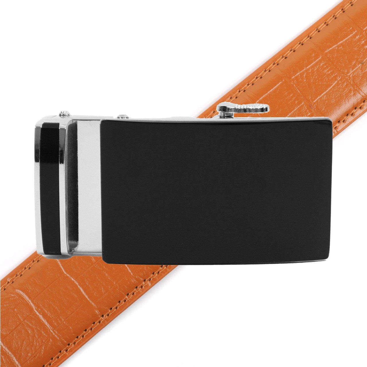 Men's Genuine Leather Sliding Buckle Ratchet Belt MGLBB47 - Bundle Bus