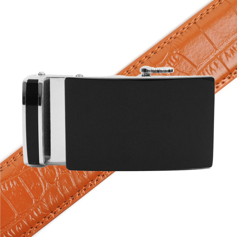 Men's Genuine Leather Sliding Buckle Ratchet Belt MGLBB47 - Bundle Bus