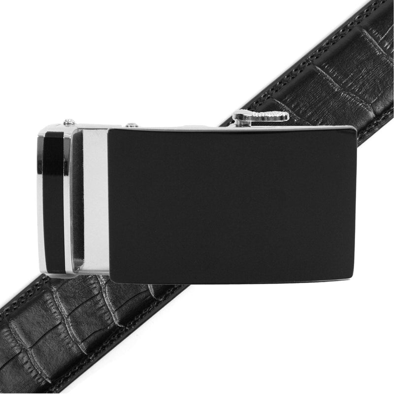 Men's Genuine Leather Sliding Buckle Ratchet Belt MGLBB47 - Bundle Bus