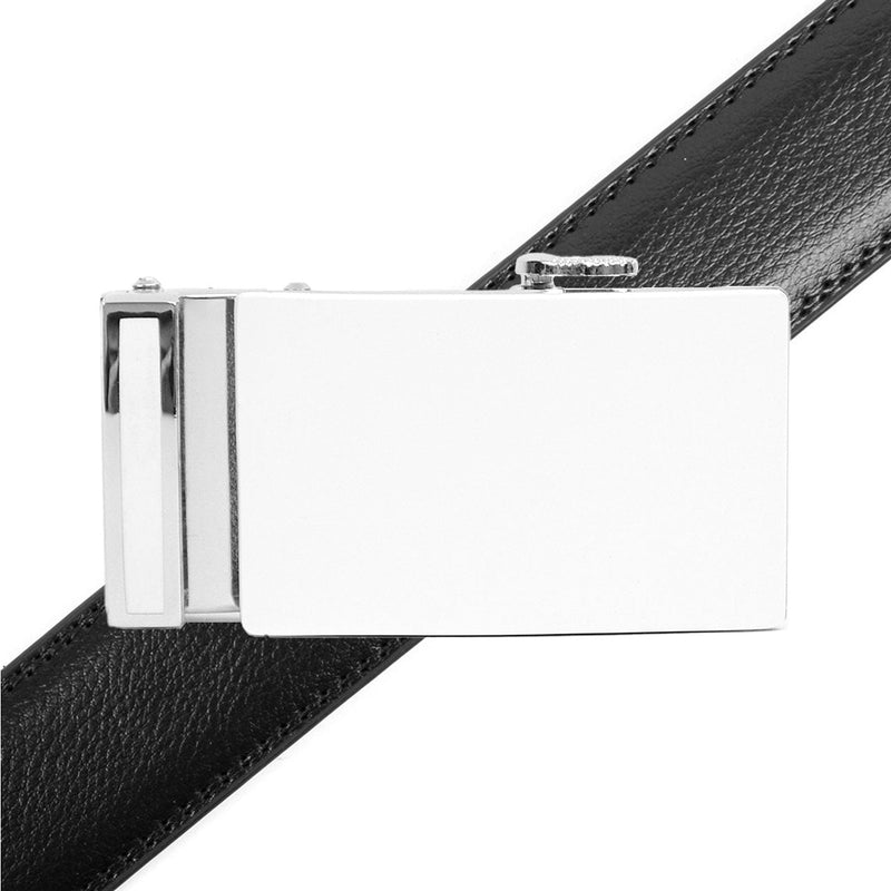 Men's Genuine Leather Sliding Buckle Ratchet Belt MGLBB48 - Bundle Bus