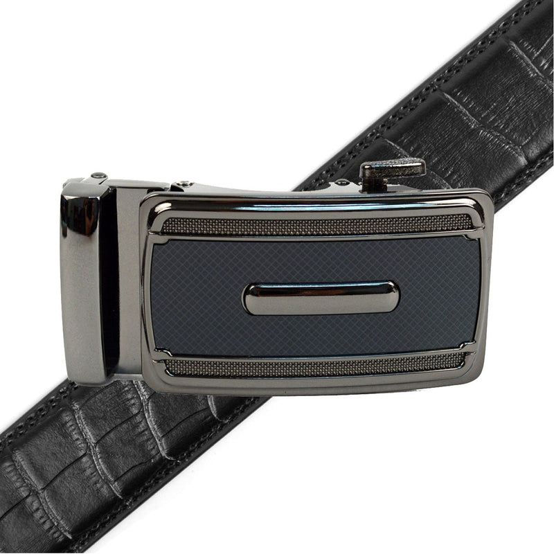 Men's Genuine Leather Sliding Buckle Ratchet Belt - MGLBB49 - Bundle Bus