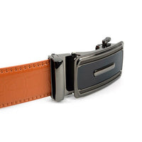 Men's Genuine Leather Sliding Buckle Ratchet Belt - MGLBB49 - Bundle Bus