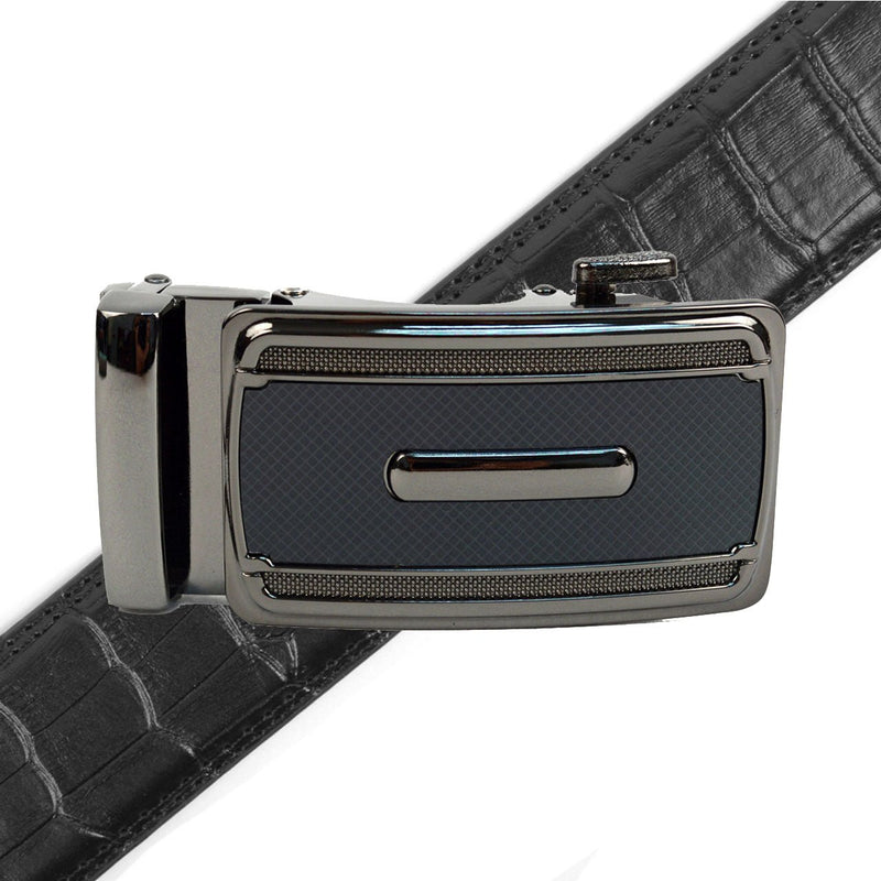 Men's Genuine Leather Sliding Buckle Ratchet Belt - MGLBB49 - Bundle Bus