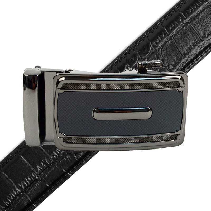 Men's Genuine Leather Sliding Buckle Ratchet Belt - MGLBB49 - Bundle Bus