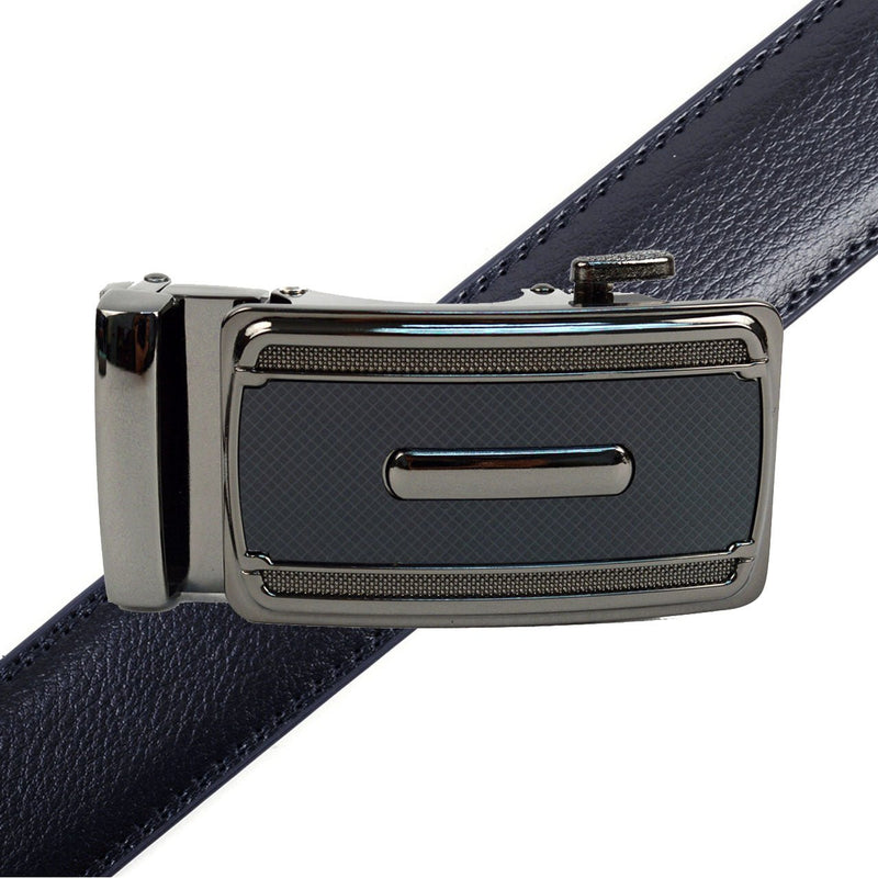 Men's Genuine Leather Sliding Buckle Ratchet Belt - MGLBB49 - Bundle Bus