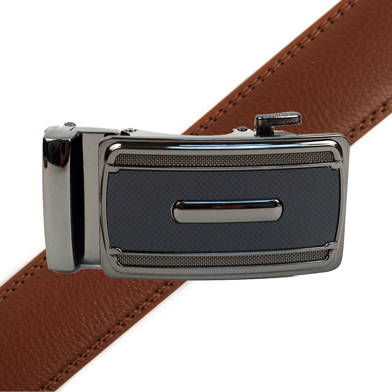 Men's Genuine Leather Sliding Buckle Ratchet Belt - MGLBB49 - Bundle Bus