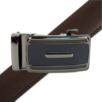 Men's Genuine Leather Sliding Buckle Ratchet Belt - MGLBB49 - Bundle Bus