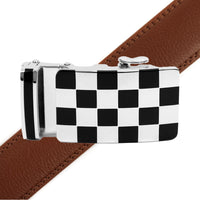 Men's Genuine Leather Sliding Buckle Ratchet Belt MGLBB5 - Bundle Bus