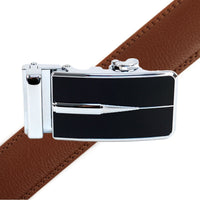 Men's Genuine Leather Sliding Buckle Ratchet Belt - MGLBB51 - Bundle Bus