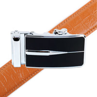 Men's Genuine Leather Sliding Buckle Ratchet Belt - MGLBB51 - Bundle Bus