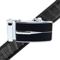 Men's Genuine Leather Sliding Buckle Ratchet Belt - MGLBB51 - Bundle Bus