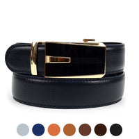 Men's Genuine Leather Sliding Buckle Ratchet Belt - MGLBB52 - Bundle Bus