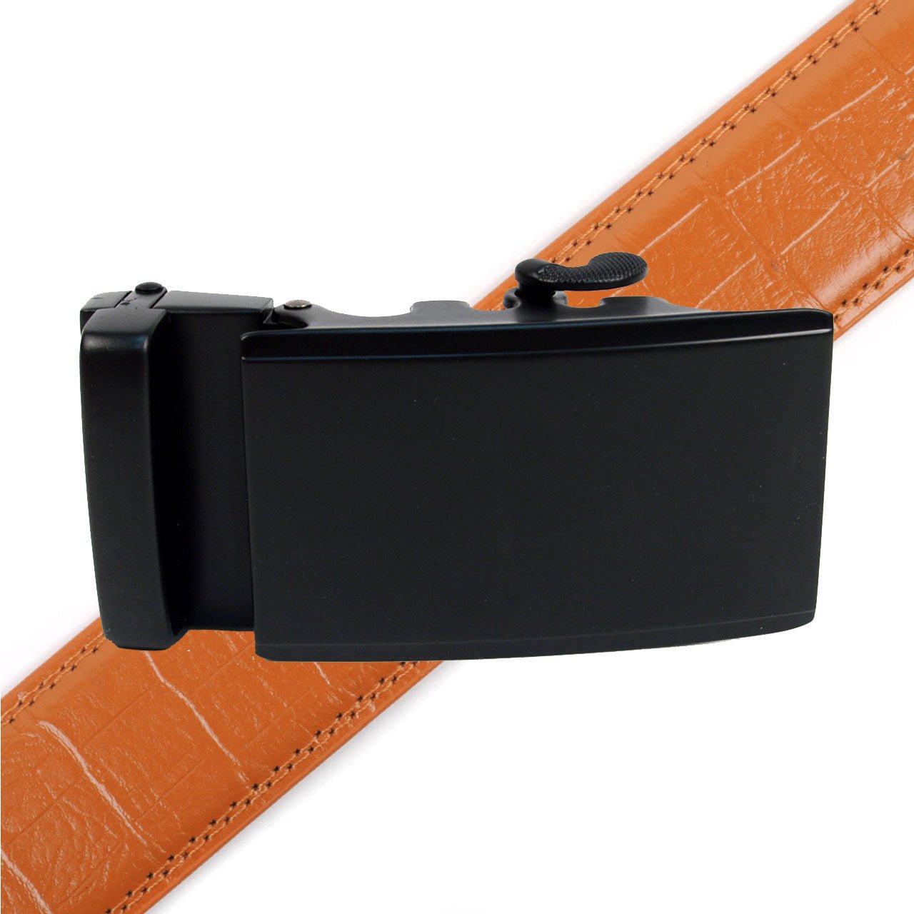 Men's Genuine Leather Sliding Buckle Ratchet Belt - MGLBB53 - Bundle Bus