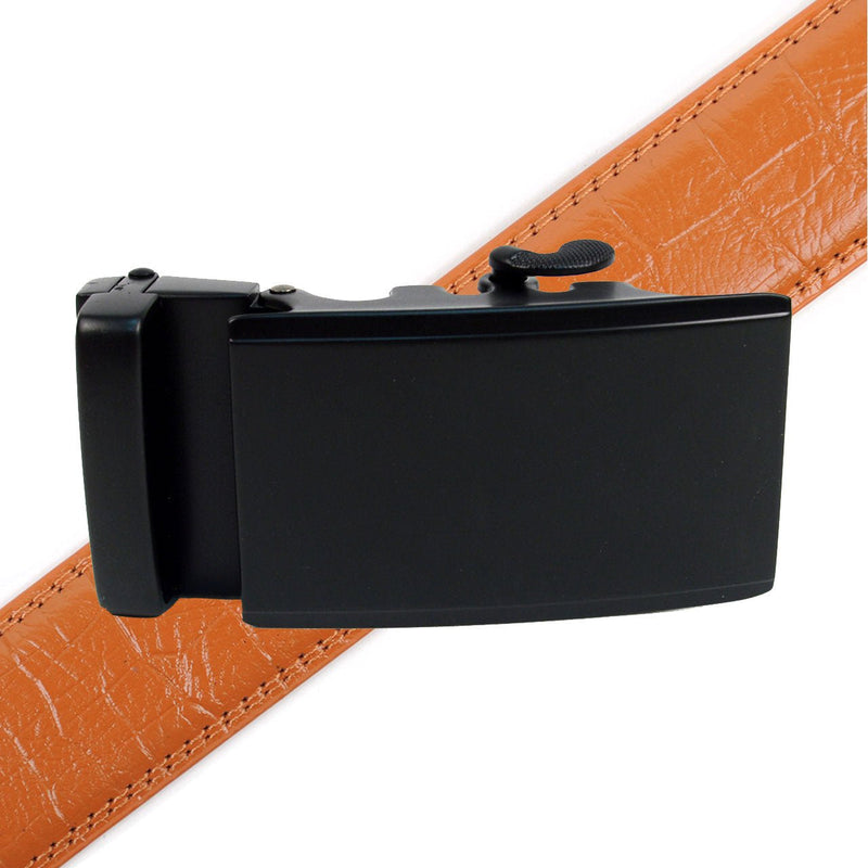 Men's Genuine Leather Sliding Buckle Ratchet Belt - MGLBB53 - Bundle Bus