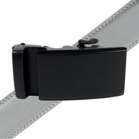 Men's Genuine Leather Sliding Buckle Ratchet Belt - MGLBB53 - Bundle Bus