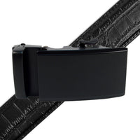 Men's Genuine Leather Sliding Buckle Ratchet Belt - MGLBB53 - Bundle Bus