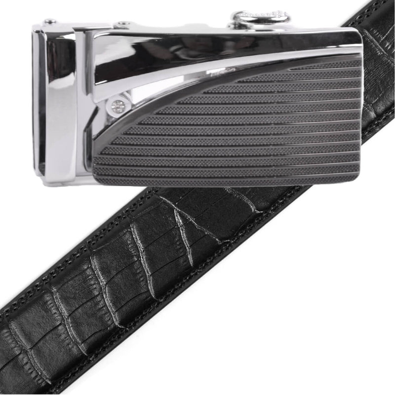 Men's Genuine Leather Sliding Buckle Ratchet Belt MGLBB6 - Bundle Bus