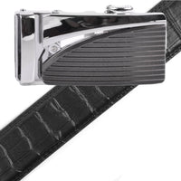 Men's Genuine Leather Sliding Buckle Ratchet Belt MGLBB6 - Bundle Bus