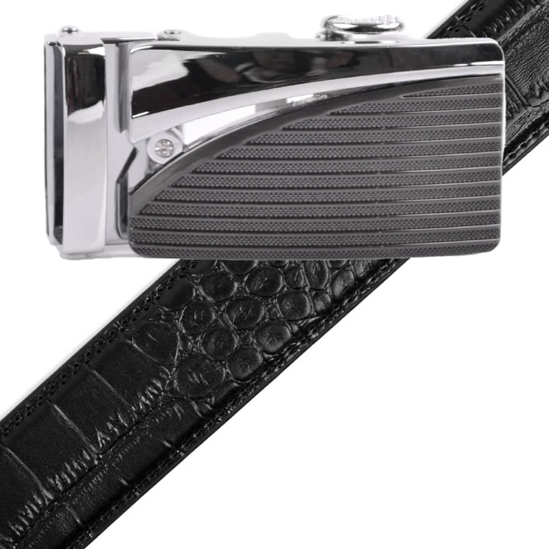 Men's Genuine Leather Sliding Buckle Ratchet Belt MGLBB6 - Bundle Bus