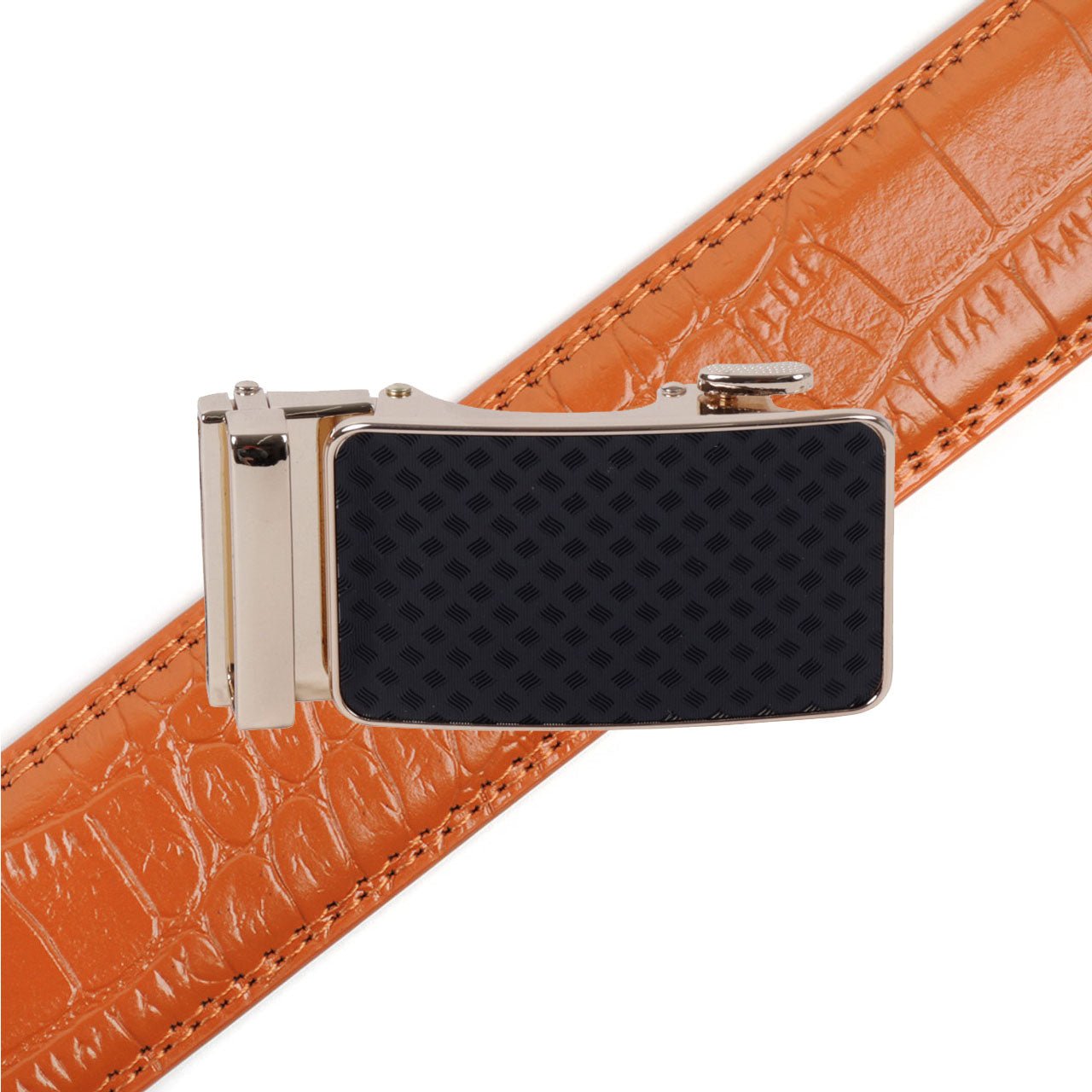 Men's Genuine Leather Sliding Buckle Ratchet Belt--MGLBB66 - Bundle Bus