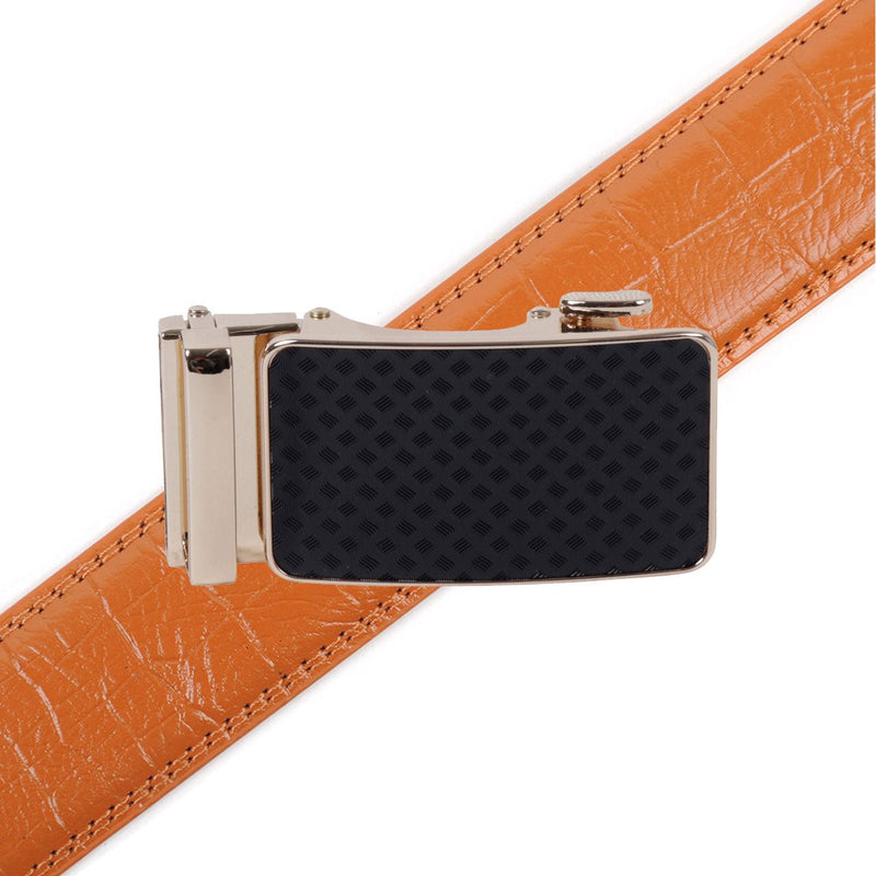 Men's Genuine Leather Sliding Buckle Ratchet Belt--MGLBB66 - Bundle Bus