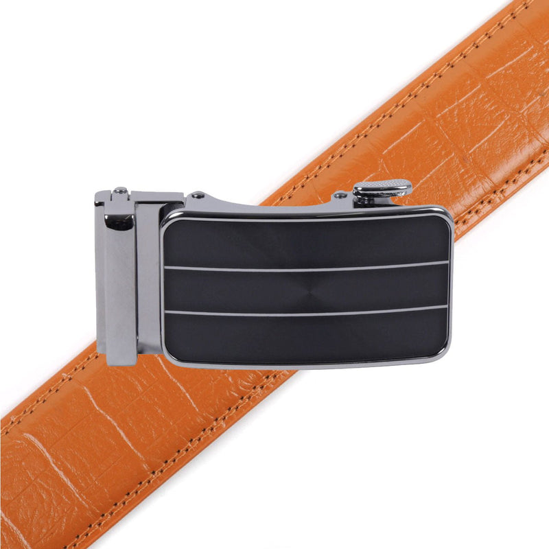 Men's Genuine Leather Sliding Buckle Ratchet Belt-MGLBB68 - Bundle Bus