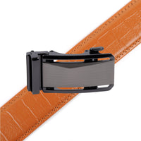 Men's Genuine Leather Sliding Buckle Ratchet Belt-MGLBB69 - Bundle Bus