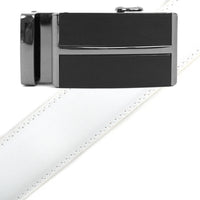 Men's Genuine Leather Sliding Buckle Ratchet Belt MGLBB7 - Bundle Bus