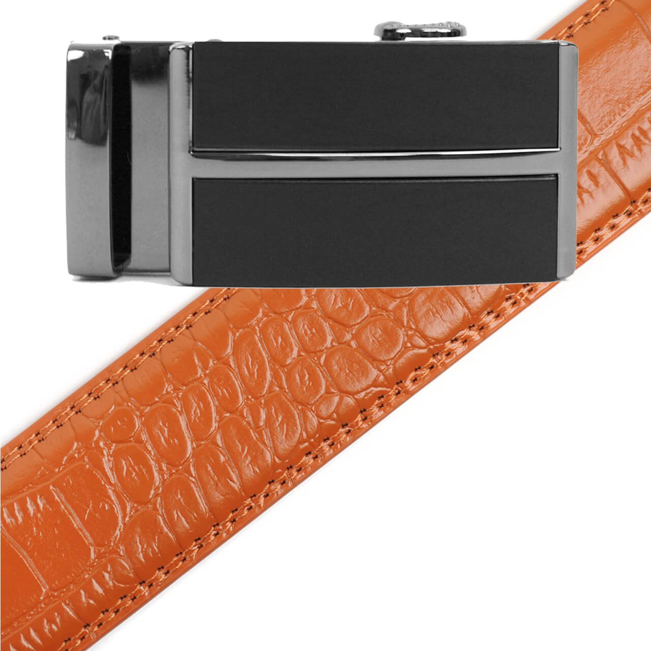 Men's Genuine Leather Sliding Buckle Ratchet Belt MGLBB7 - Bundle Bus