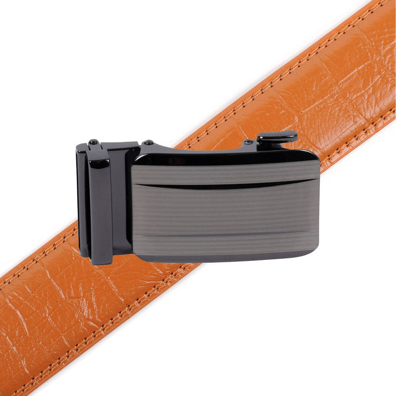 Men's Genuine Leather Sliding Buckle Ratchet Belt-MGLBB70 - Bundle Bus