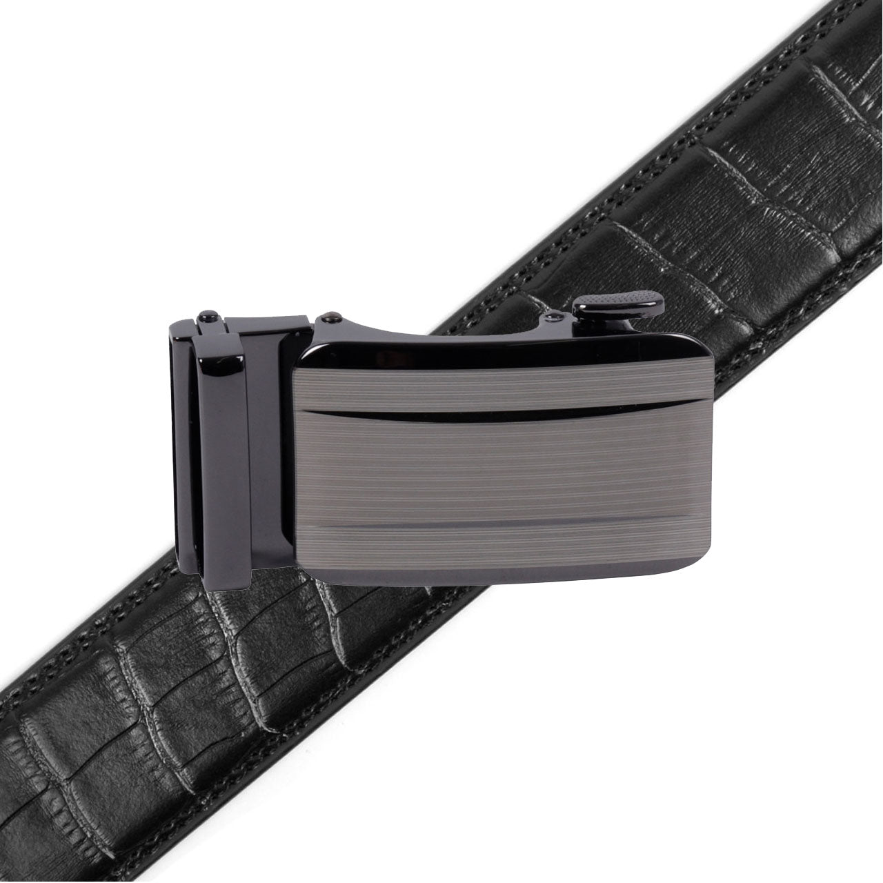 Men's Genuine Leather Sliding Buckle Ratchet Belt-MGLBB70 - Bundle Bus