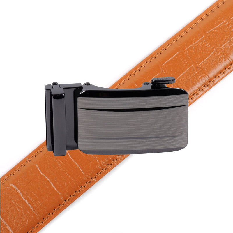 Men's Genuine Leather Sliding Buckle Ratchet Belt-MGLBB70 - Bundle Bus