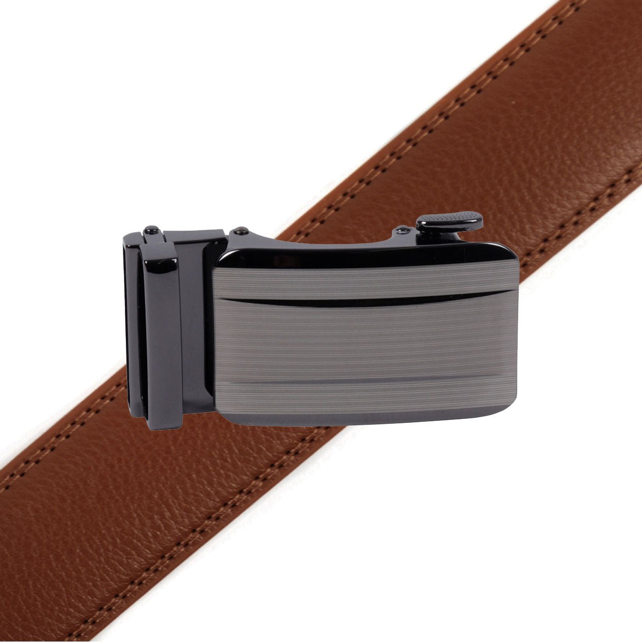 Men's Genuine Leather Sliding Buckle Ratchet Belt-MGLBB70 - Bundle Bus