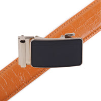 Men's Genuine Leather Sliding Buckle Ratchet Belt-MGLBB71 - Bundle Bus