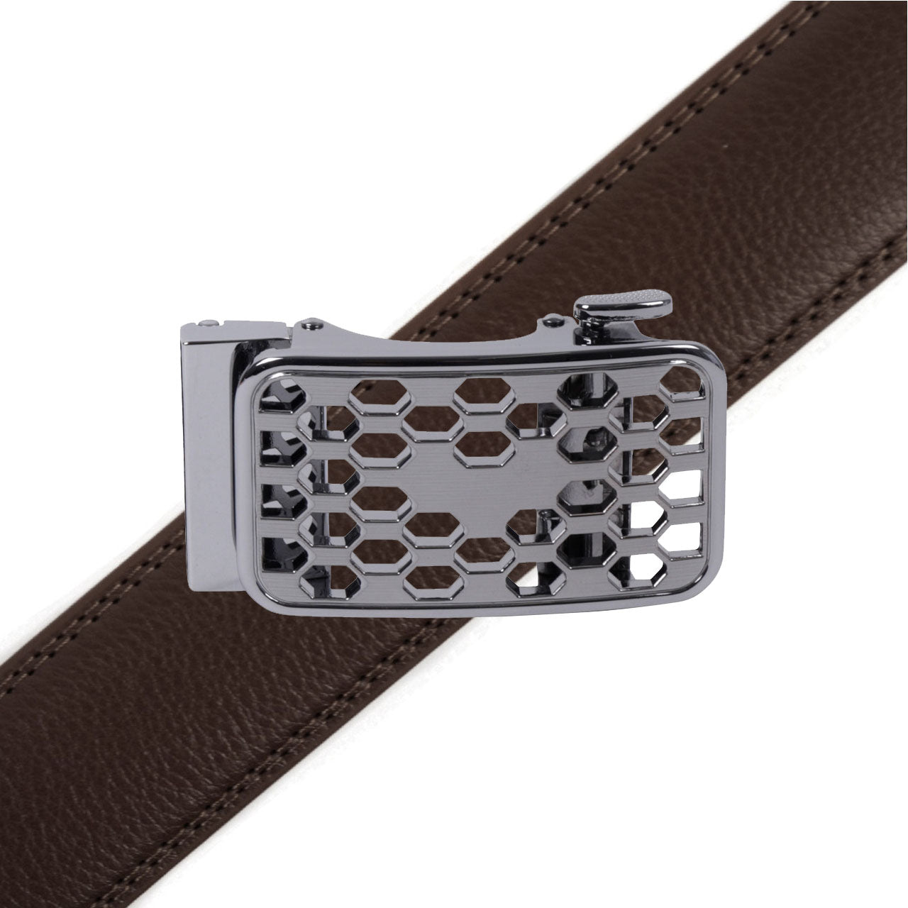 Men's Genuine Leather Sliding Buckle Ratchet Belt-MGLBB72 - Bundle Bus