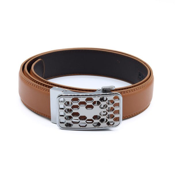 Men's Genuine Leather Sliding Buckle Ratchet Belt-MGLBB72 - Bundle Bus