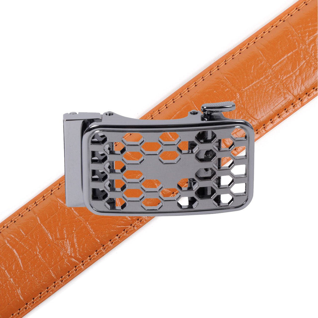 Men's Genuine Leather Sliding Buckle Ratchet Belt-MGLBB72 - Bundle Bus