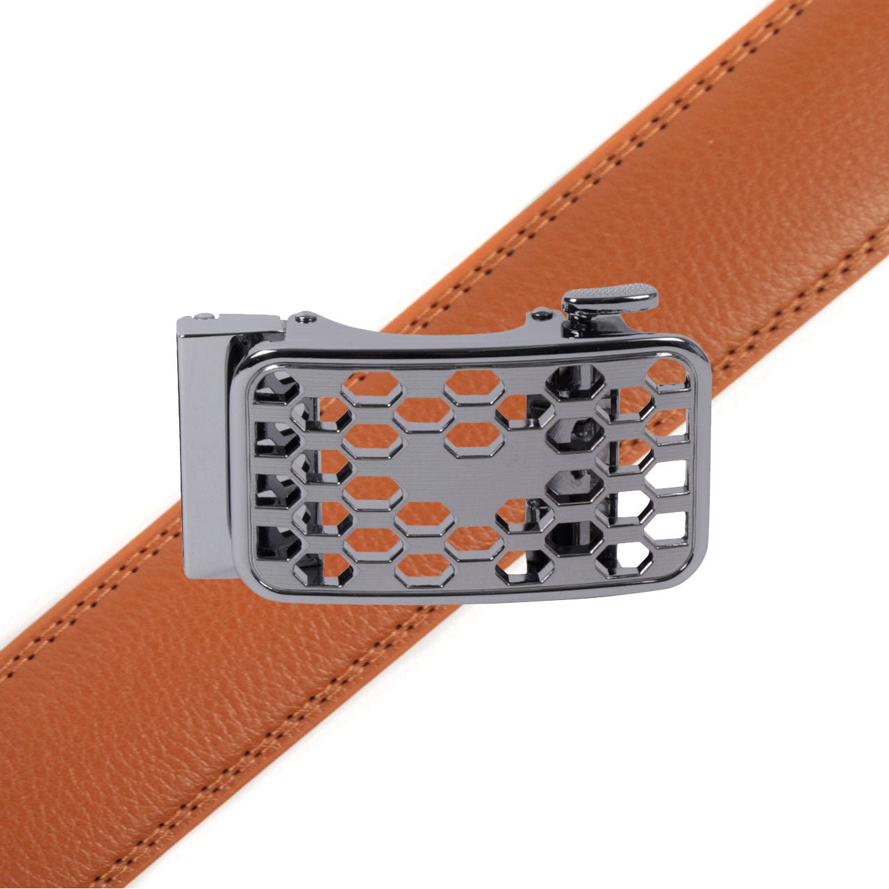 Men's Genuine Leather Sliding Buckle Ratchet Belt-MGLBB72 - Bundle Bus